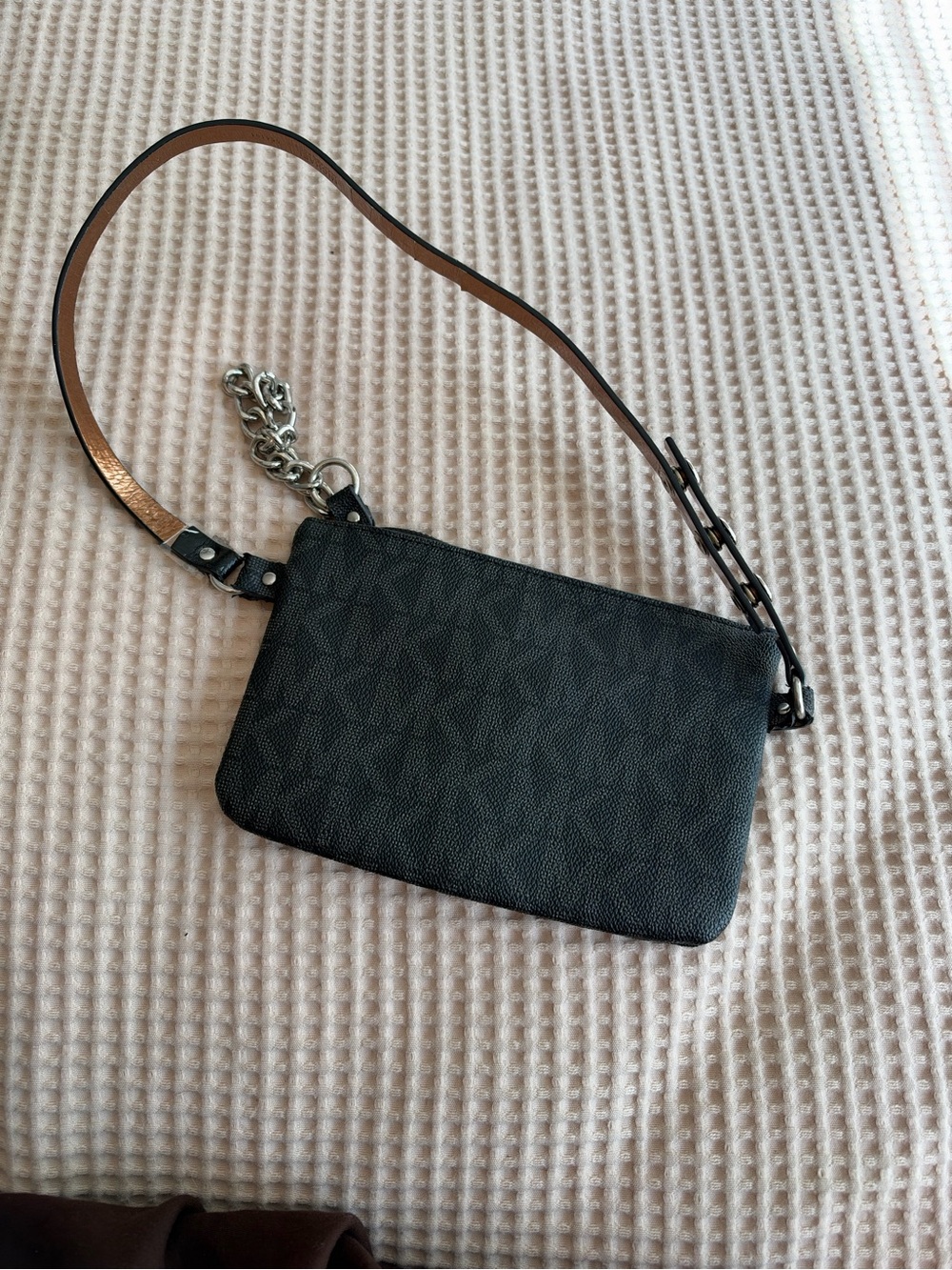 Michael Kors Black Mini fanny pack Wristlet with Chain Accent